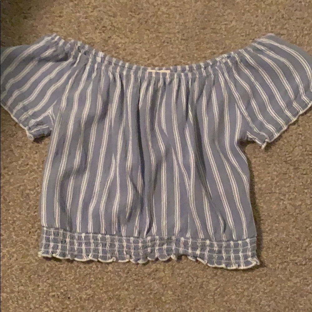 Hollister cropped off the shoulder striped shirt - Picture 1 of 3